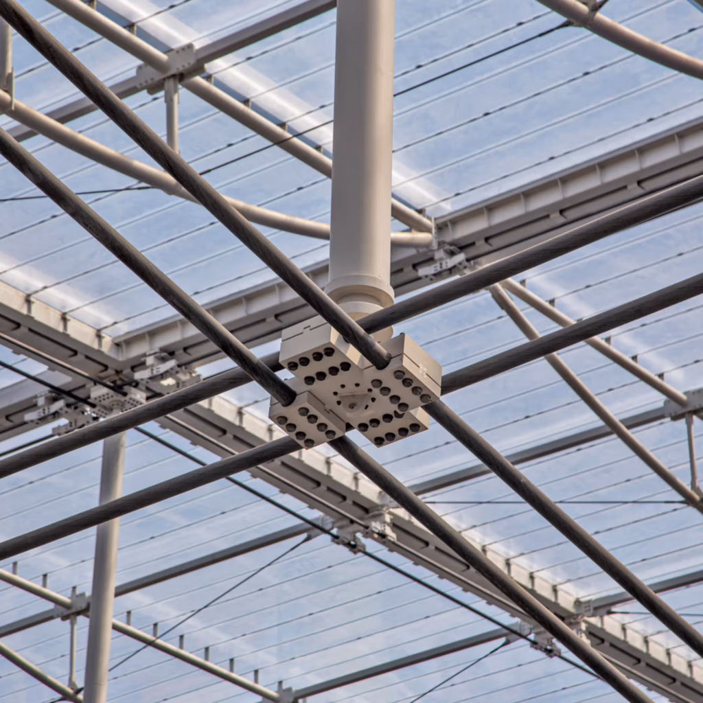 Interior view of the roof at SoFi Stadium in Inglewood, California.